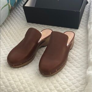 Brown Leather Clogs